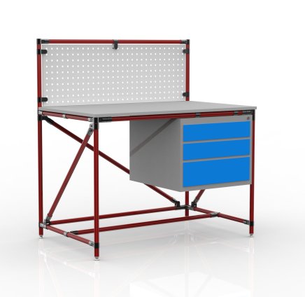 Workshop table from pipe system with perforated panel 240408315 (3 models)