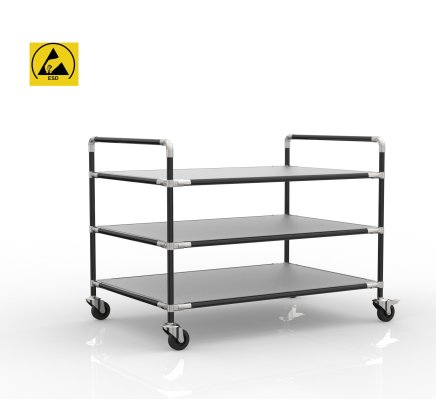Antistatic shelf trolley with three shelves, 24040236