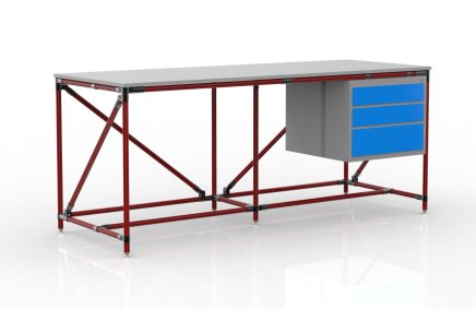 Workshop table with container with three drawers width 2000 mm, 240405315 - 2
