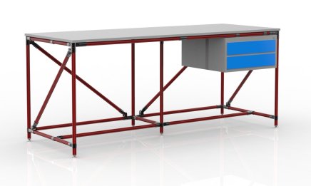 Workshop table with container with two drawers width 2000 mm, 240405314 - 2