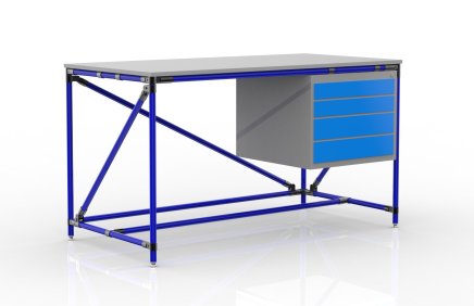 Workshop table with container with four drawers width 1500 mm, 240405310 - 3