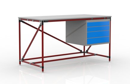 Workshop table with container with four drawers width 1500 mm, 240405310 - 2