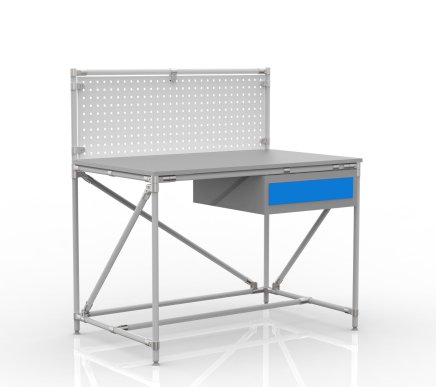 Workshop table from pipe system with perforated panel 240408313 (3 models) - 1