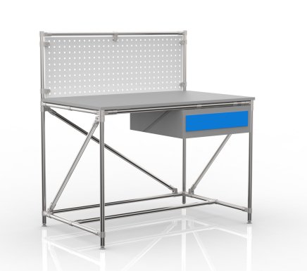 Workshop table from pipe system with perforated panel 240408313 (3 models) - 4