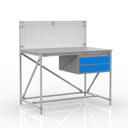 Workshop table from pipe system with perforated panel 240408314 (3 models) - 1