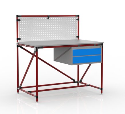 Workshop table from pipe system with perforated panel 240408314 (3 models) - 2