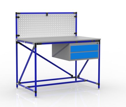 Workshop table from pipe system with perforated panel 240408314 (3 models) - 3