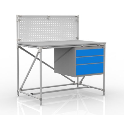 Workshop table from pipe system with perforated panel 240408315 (3 models) - 1