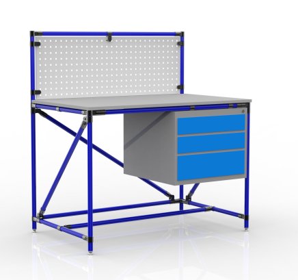 Workshop table from pipe system with perforated panel 240408315 (3 models) - 3