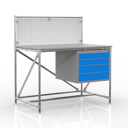 Workshop table from pipe system with perforated panel 240408316 (3 models) - 4