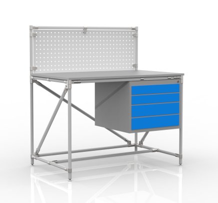 Workshop table from pipe system with perforated panel 240408316 (3 models) - 1