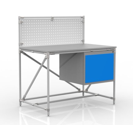 Workshop table from pipe system with perforated panel 240408317 (3 models) - 1