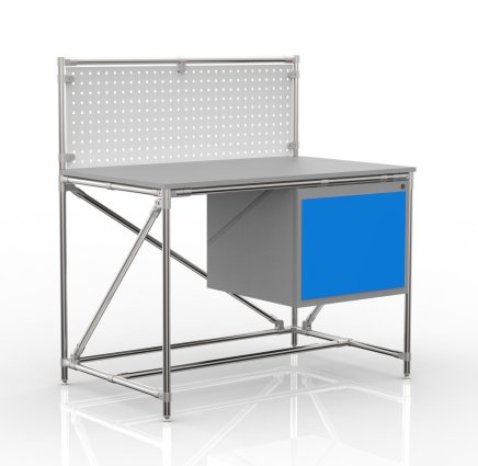 Workshop table from pipe system with perforated panel 240408317 (3 models) - 4