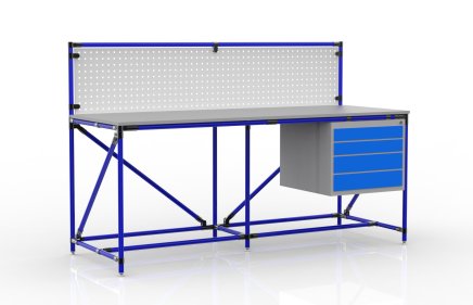 Workshop table with perforated panel width 2000 mm, 240408310 - 3