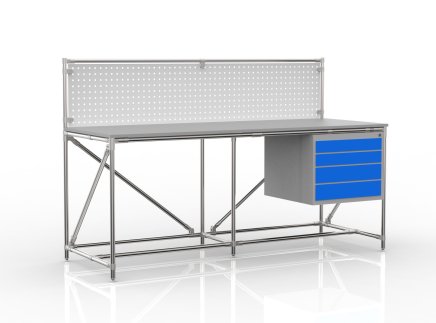 Workshop table with perforated panel width 2000 mm, 240408310 - 4