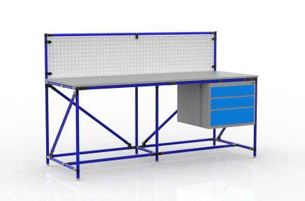 Workshop table with perforated panel width 2000 mm, 24040839 - 3