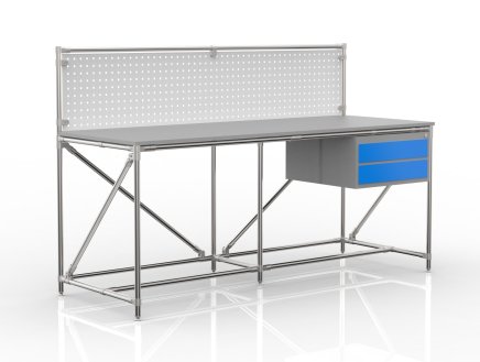 Workshop table with perforated panel width 2000 mm, 24040838 - 4