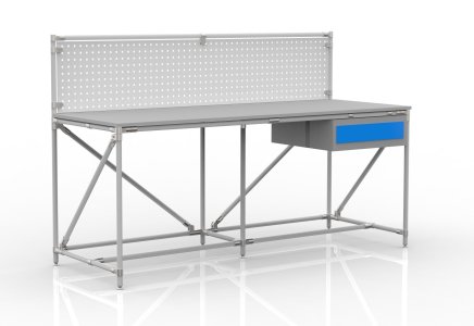 Workshop table with perforated panel width 2000 mm, 24040837