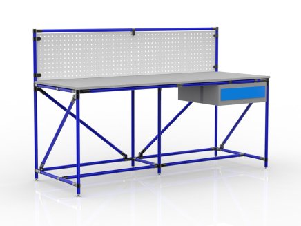 Workshop table with perforated panel width 2000 mm, 24040837 - 3