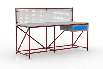 Workshop table with perforated panel width 2000 mm, 24040837 - 2