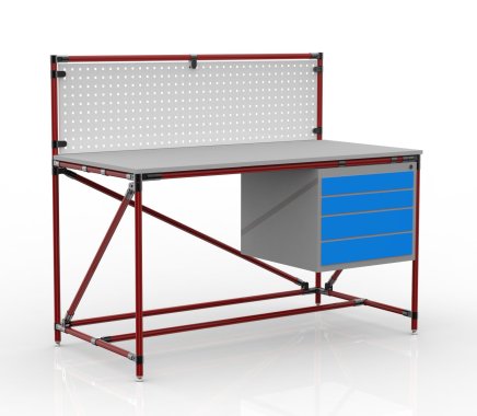 Workshop table with perforated panel width 1500 mm, 24040834 - 2