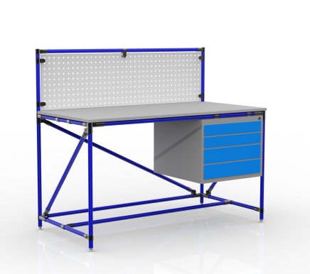 Workshop table with perforated panel width 1500 mm, 24040834 - 3