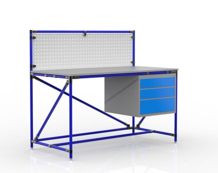 Workshop table with perforated panel width 1500 mm, 24040833 - 3