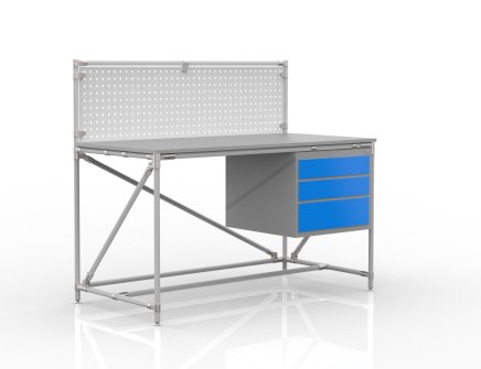 Workshop table with perforated panel width 1500 mm, 24040833