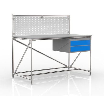 Workshop table with perforated panel width 1500 mm, 24040832 - 4