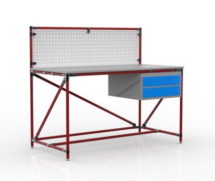 Workshop table with perforated panel width 1500 mm, 24040832 - 2