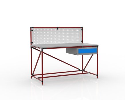 Workshop table with perforated panel width 1500 mm, 24040831 - 2