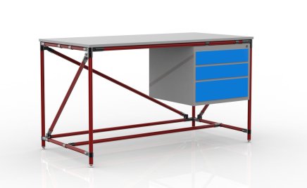 Workshop table with container with three drawers width 1500 mm, 24040539 - 2