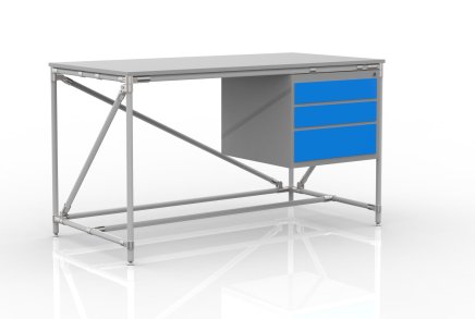 Workshop table with container with three drawers width 1500 mm, 24040539