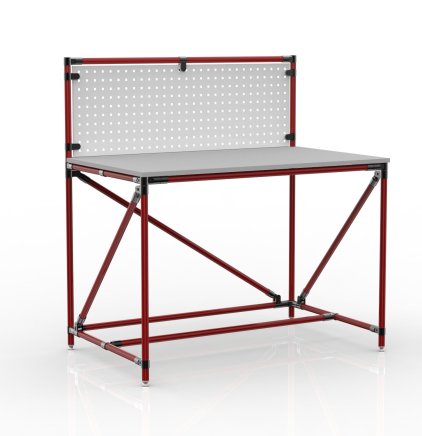 Workshop table from pipe system with perforated panel 240408312 (3 models) - 2