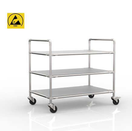 Antistatic shelf trolley with three shelves, 24040234