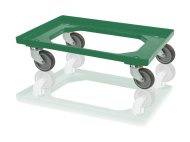 Undercarriage for crates - 2 swivel wheels, color green