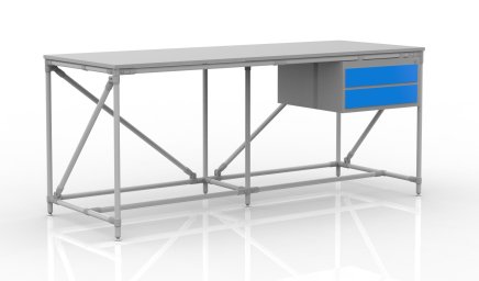 Workshop table with container with two drawers width 2000 mm, 240405314