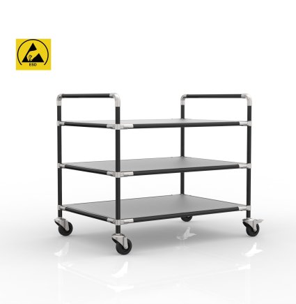 Antistatic shelf trolley with three shelves, 24040235