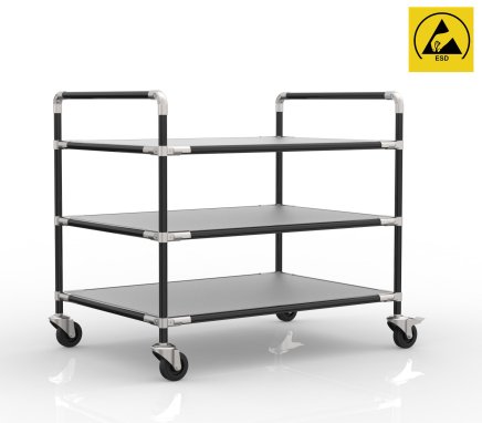 Antistatic shelf trolley with three shelves, 24040235