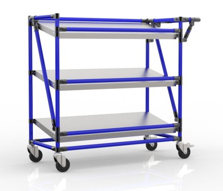 Shelving trolley for crates with inclined shelves 24042530
