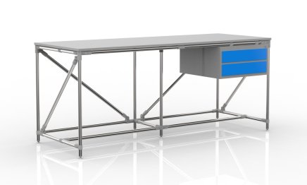 Workshop table with container with two drawers width 2000 mm, 240405314