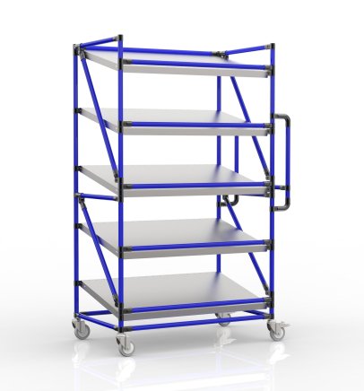 Shelving trolley for crates with inclined shelves 1000 x 600 mm, SP10060