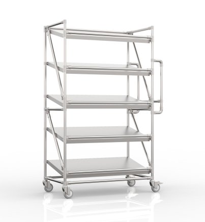 Shelving trolley for crates with inclined shelves 1000 x 500 mm, SP10050