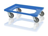 Undercarriage for crates - 2 swivel wheels, color blue