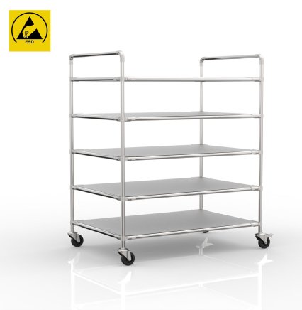 Antistatic shelf trolley with five shelves, 24040240 - 1