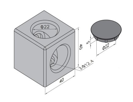 Cubic coupling 40x40 - 3