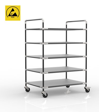 Antistatic shelf trolley with five shelves, 24040239 - 2