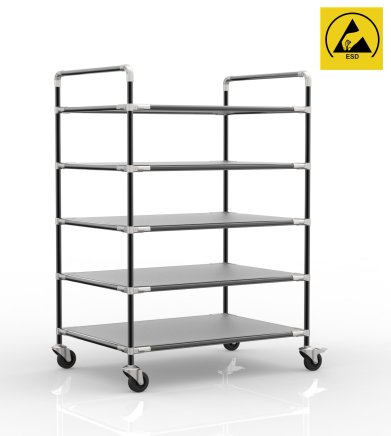 Antistatic shelf trolley with five shelves, 24040239 - 2