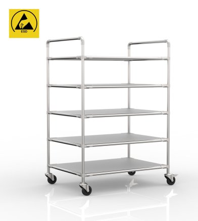 Antistatic shelf trolley with five shelves, 24040239 - 1