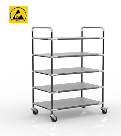 Antistatic shelf trolley with five shelves, 24040238 - 2